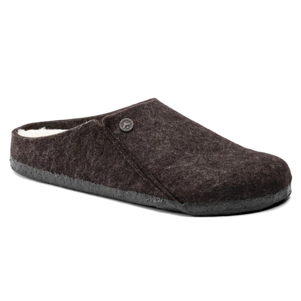 Birkenstock Dark Brown Wool Slip-Ons